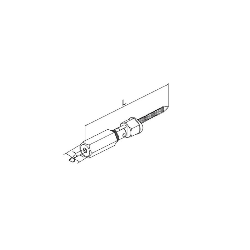 Schéma d'un tendeur fixation chevillée pour câble 4 mm de garde-corps en inox
